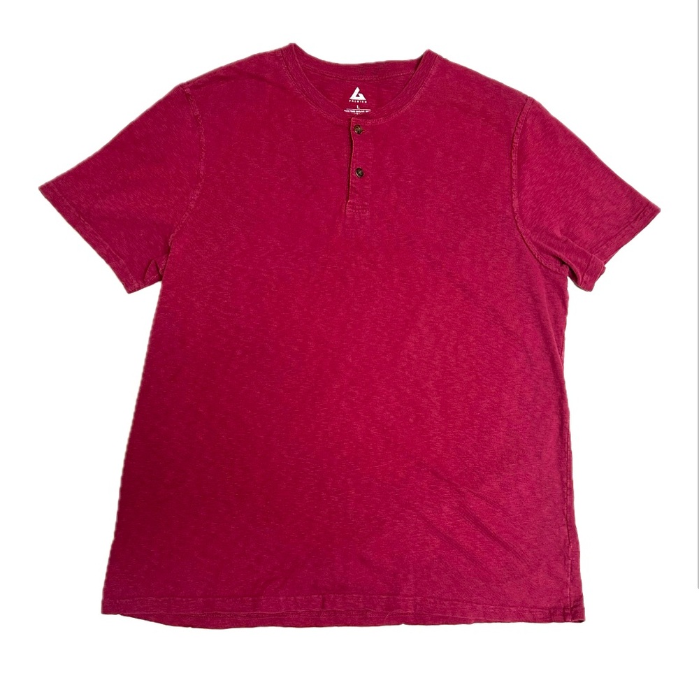 American Giant Short Sleeved Henley (Size: Large) has pin hole